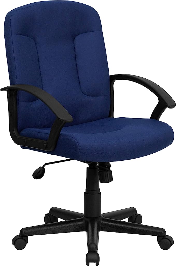 Flash Furniture Garver Mid-Back Navy Fabric Executive Swivel Office Chair with Nylon Arms